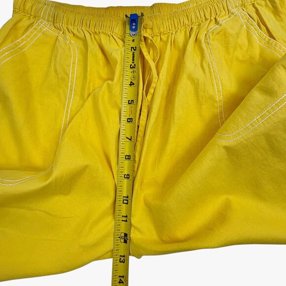Pappagallo Linen Cotton Crop Pants Yellow Topstitch Wide Leg Cruise Resort XL - Picture 10 of 12